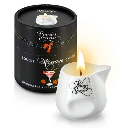 Массажная свеча с ароматом клубничного дайкири Bougie de Massage Daikiri Fraise - 80 мл. - Plaisir Secret - купить с доставкой в Пензе
