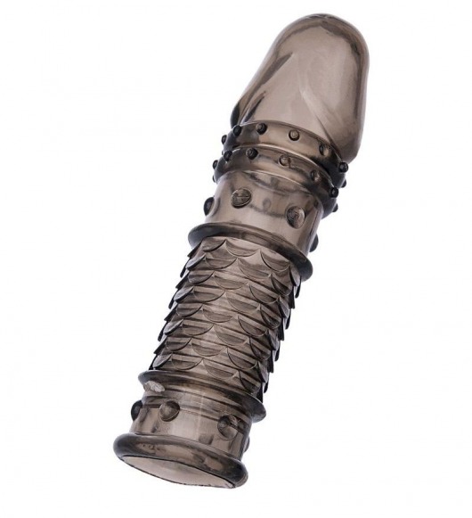 Дымчатая закрытая насадка ToyFa XLover с чешуйками и пупырышками - 13,5 см. - ToyFa - в Пензе купить с доставкой