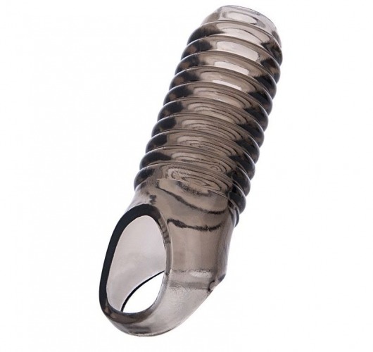 Дымчатая насадка с рёбрышками и подхватом мошонки ToyFa XLover - 12,5 см. - ToyFa - в Пензе купить с доставкой