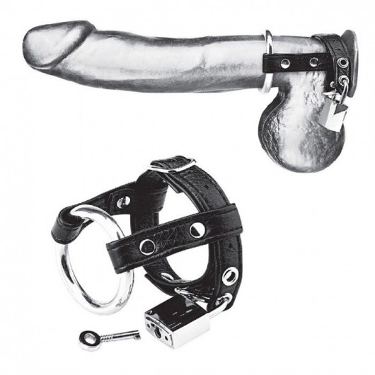 Утяжка на пенис на замочке Duo Cock And Ball Lock - BlueLine - купить с доставкой в Пензе