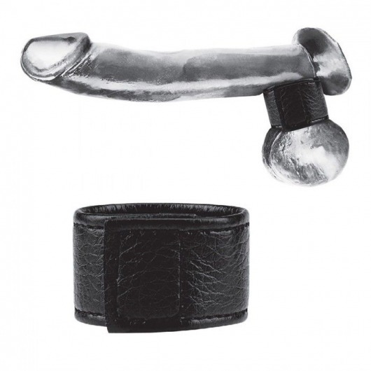 Чёрная утяжка на мошонку 1  Velcro Ball Stretcher - BlueLine - купить с доставкой в Пензе