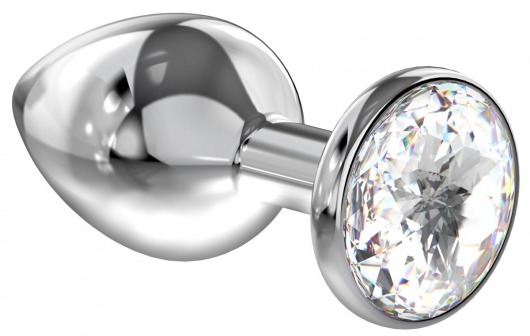 Большая серебристая анальная пробка Diamond Clear Sparkle Large с прозрачным кристаллом - 8 см. - Lola Games - купить с доставкой в Пензе