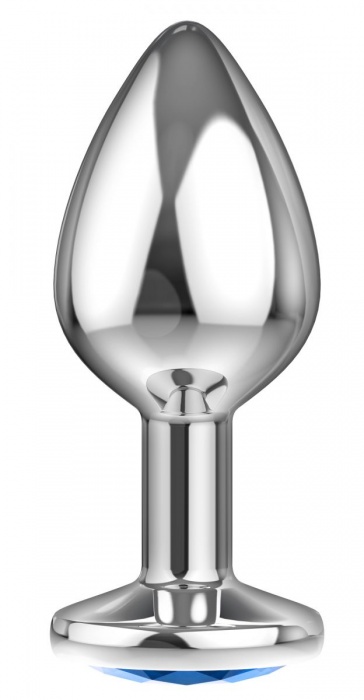Большая серебристая анальная пробка Diamond Light blue Sparkle Large с голубым кристаллом - 8 см. - Lola Games - купить с доставкой в Пензе