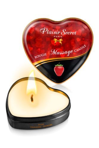Массажная свеча с ароматом клубники Bougie Massage Candle - 35 мл. - Plaisir Secret - купить с доставкой в Пензе
