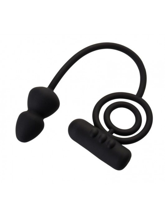 Чёрное эрекционное кольцо с вибропулькой и анальным хвостом - Erotist Adult Toys - в Пензе купить с доставкой