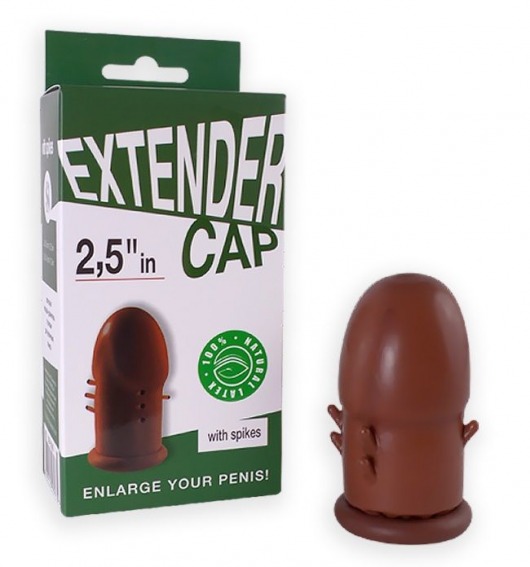 Коричневый латексный удлинитель пениса 2.5 in с шипиками - Sitabella - в Пензе купить с доставкой
