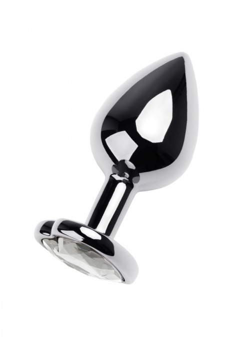 Серебристая анальная пробка с прозрачным кристаллом-сердцем - 8 см. - ToyFa - купить с доставкой в Пензе