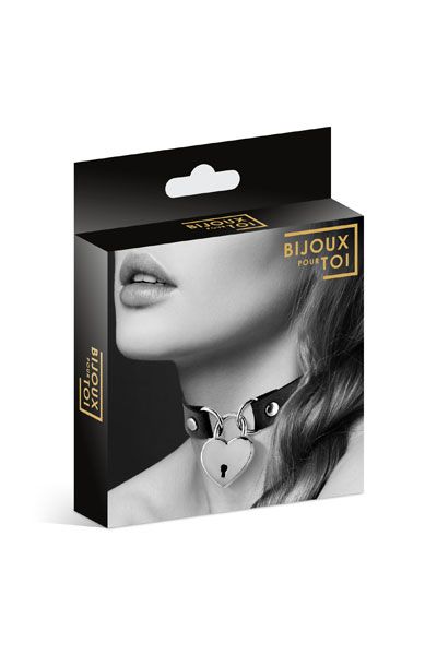 Черный чокер с замком в форме сердца - Bijoux Pour Toi - купить с доставкой в Пензе