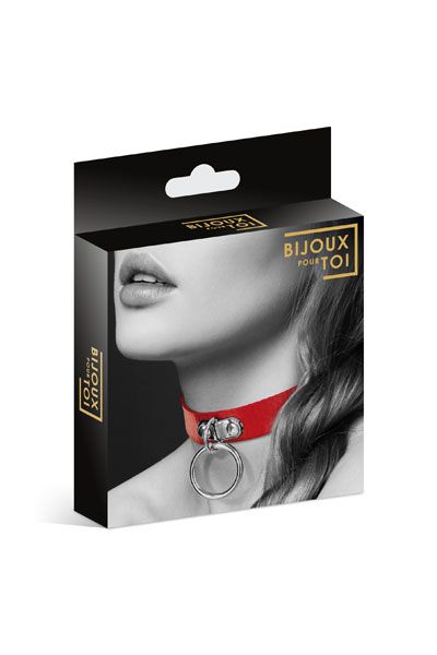 Красный узенький чокер с кольцом - Bijoux Pour Toi - купить с доставкой в Пензе