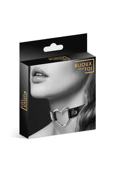 Чёрный чокер с кольцом в форме сердца - Bijoux Pour Toi - купить с доставкой в Пензе