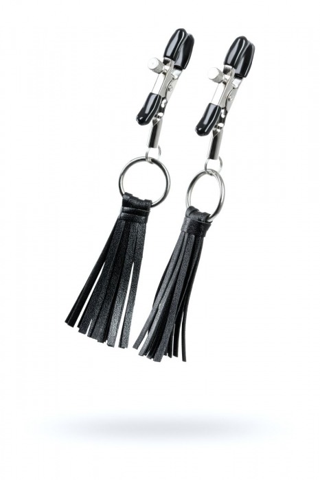Черно-серебристые зажимы для сосков Theatre с кисточками - ToyFa - купить с доставкой в Пензе