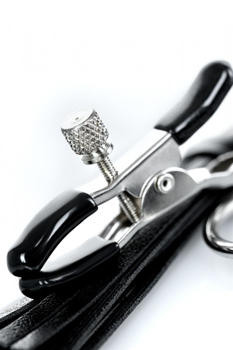 Черно-серебристые зажимы для сосков Theatre с кисточками - ToyFa - купить с доставкой в Пензе